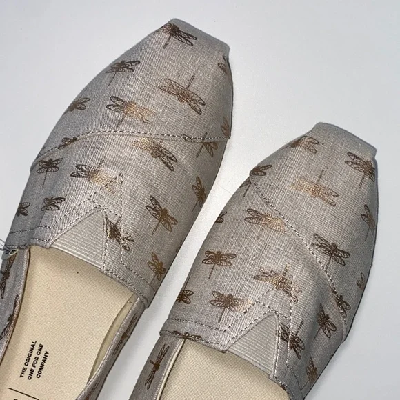TOMS Women's Alpargata  Beige dragonflies Patterned Flats !!BRAND NEW!! - Picture 2 of 10